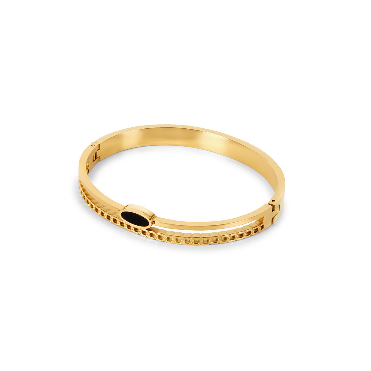 Bracelete Duplo Ônix Noir Banhado em Ouro 18k