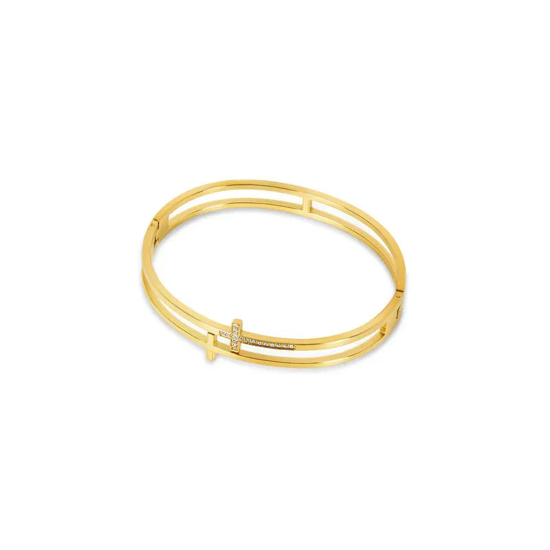 Bracelete Cruz Norah Banhado em Ouro 18k