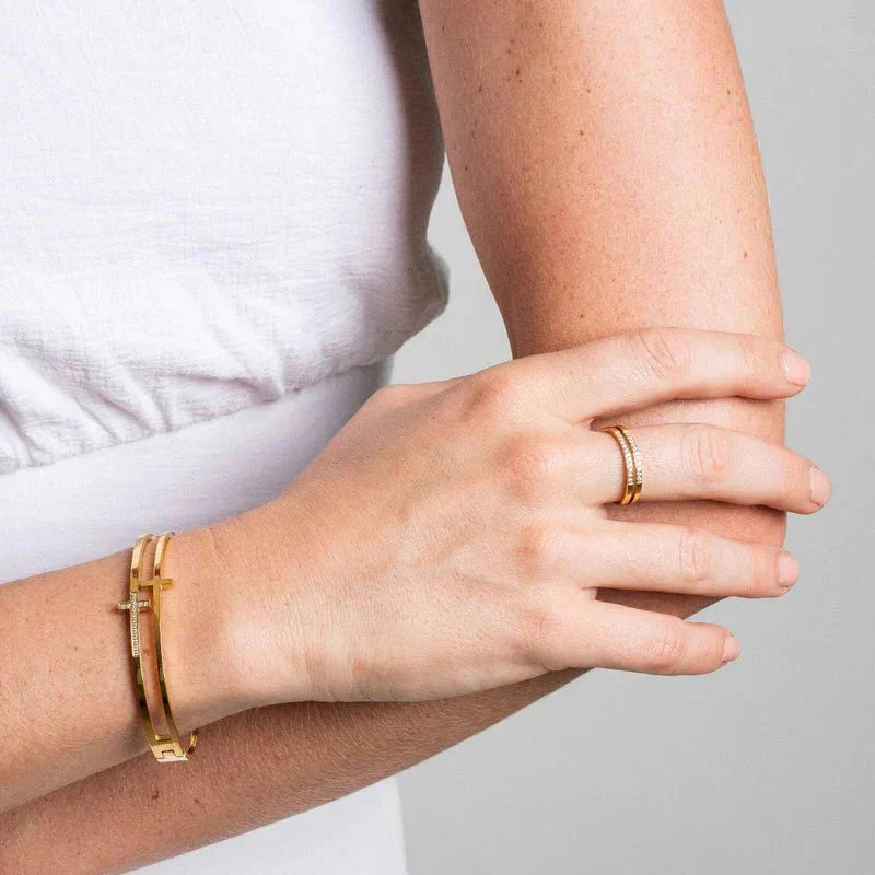 Bracelete Cruz Norah Banhado em Ouro 18k