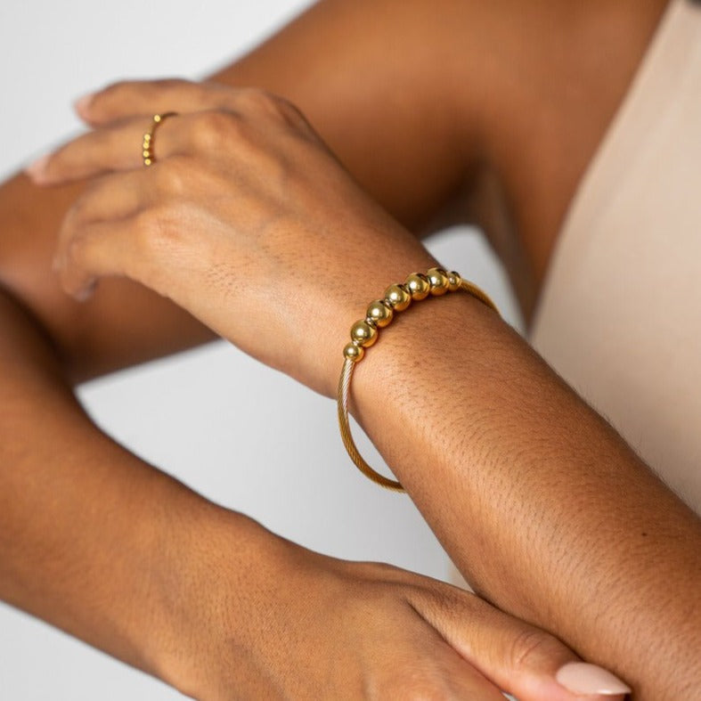 Bracelete Ajustável Anti-Stress Armony Banhado em Ouro 18K