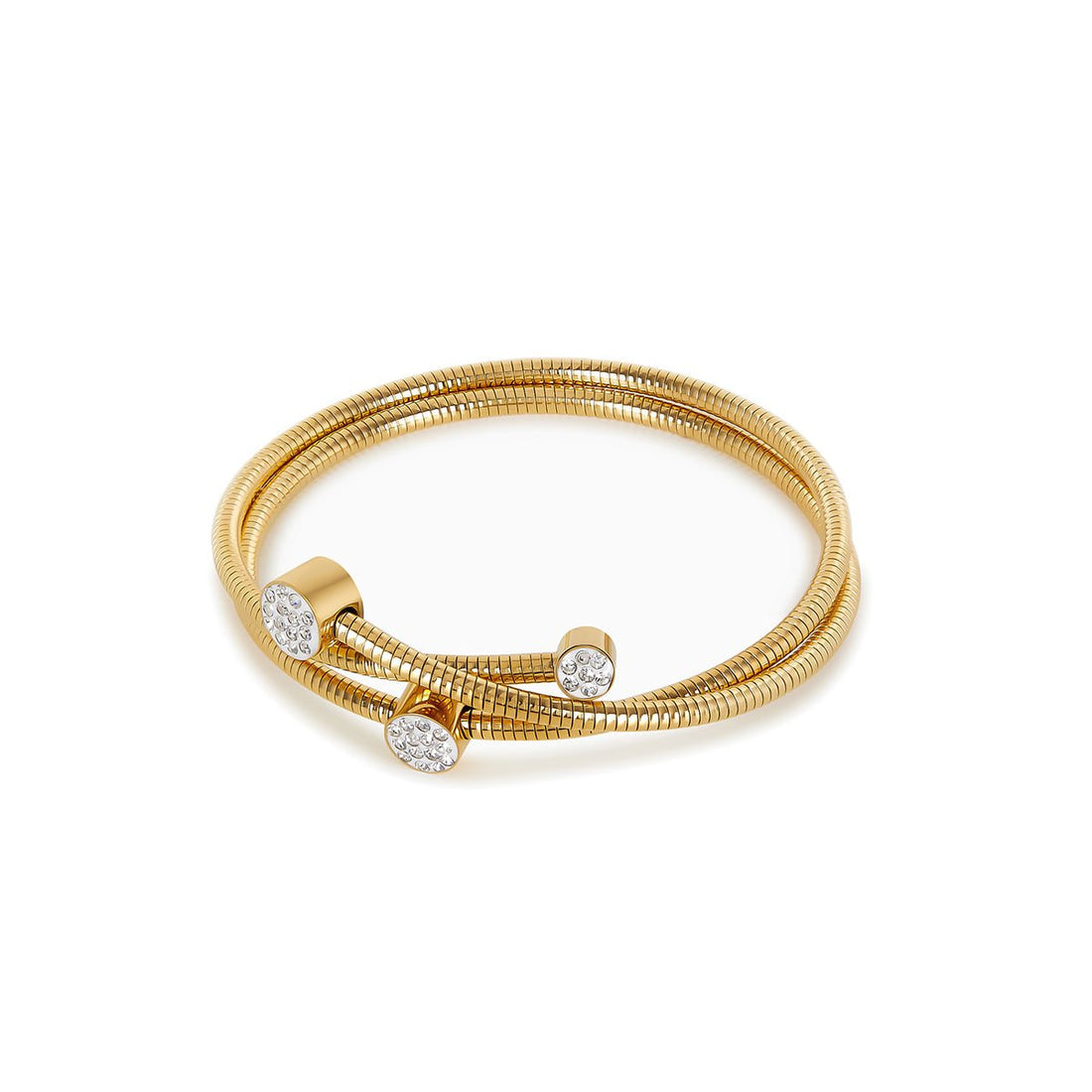 Bracelete Espiral Cristais Lisandra Banhada em Ouro 18K