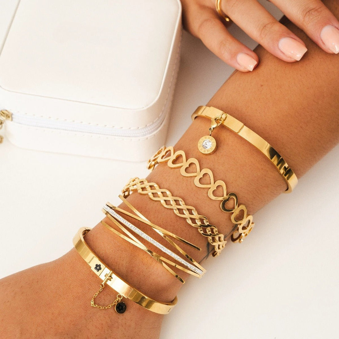 Bracelete Zircônia Elvina Banhado em Ouro 18K