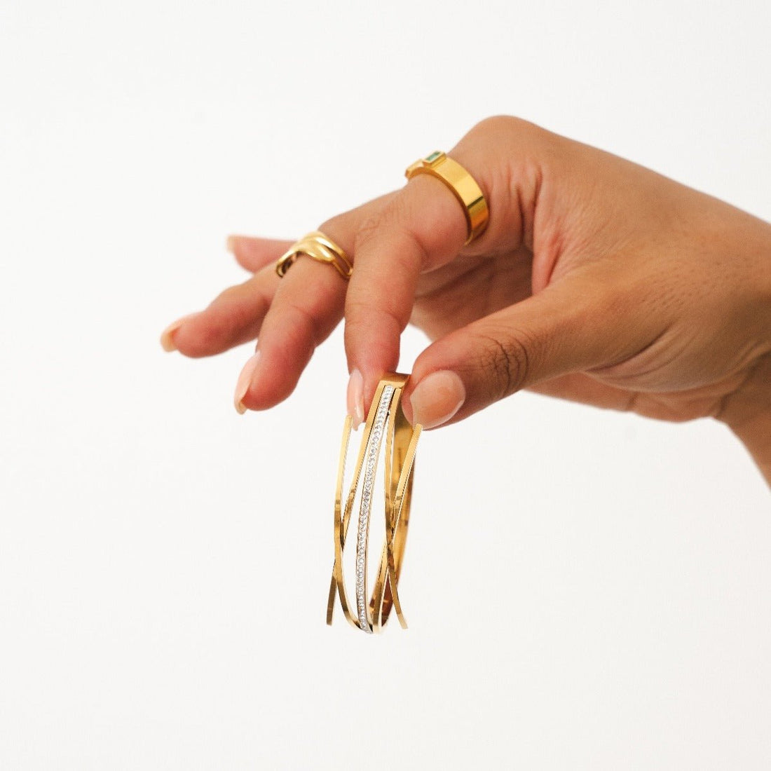 Bracelete Zircônia Elvina Banhado em Ouro 18K