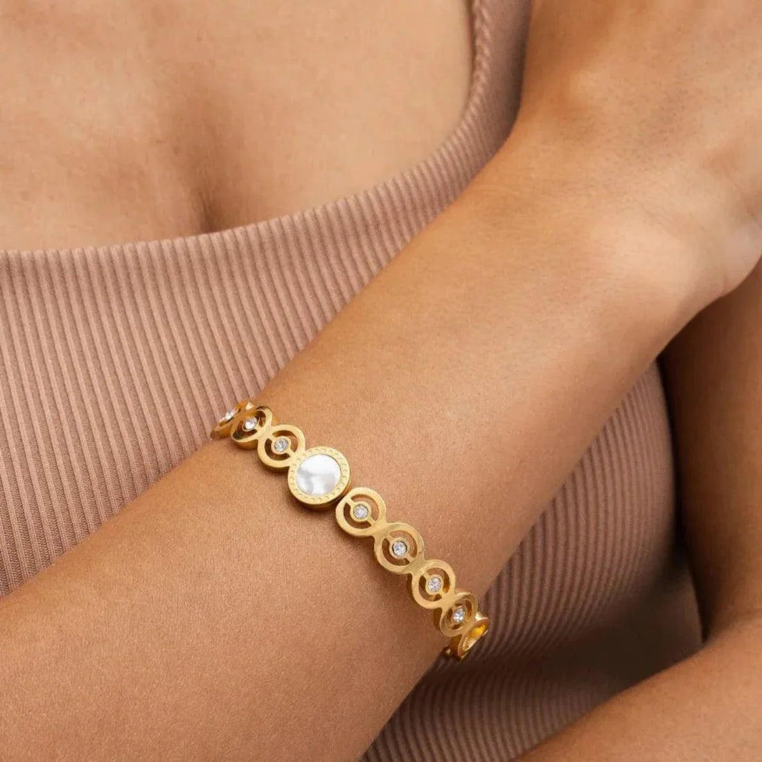 Bracelete Zircônia Anita Banhado em Ouro 18k
