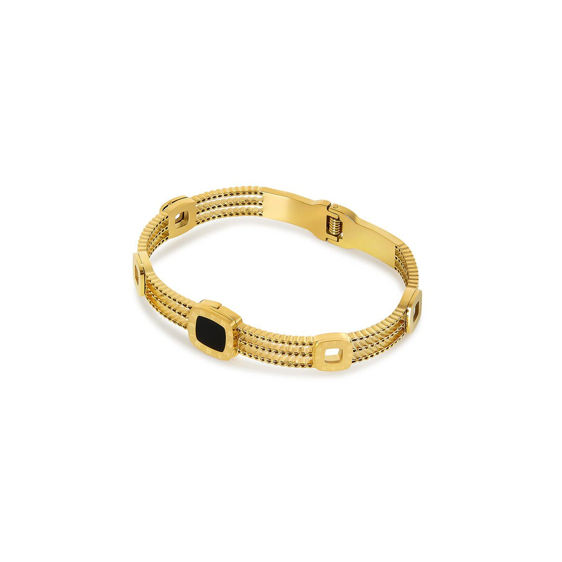Bracelete Ônix Savine Banhado em Ouro 18K
