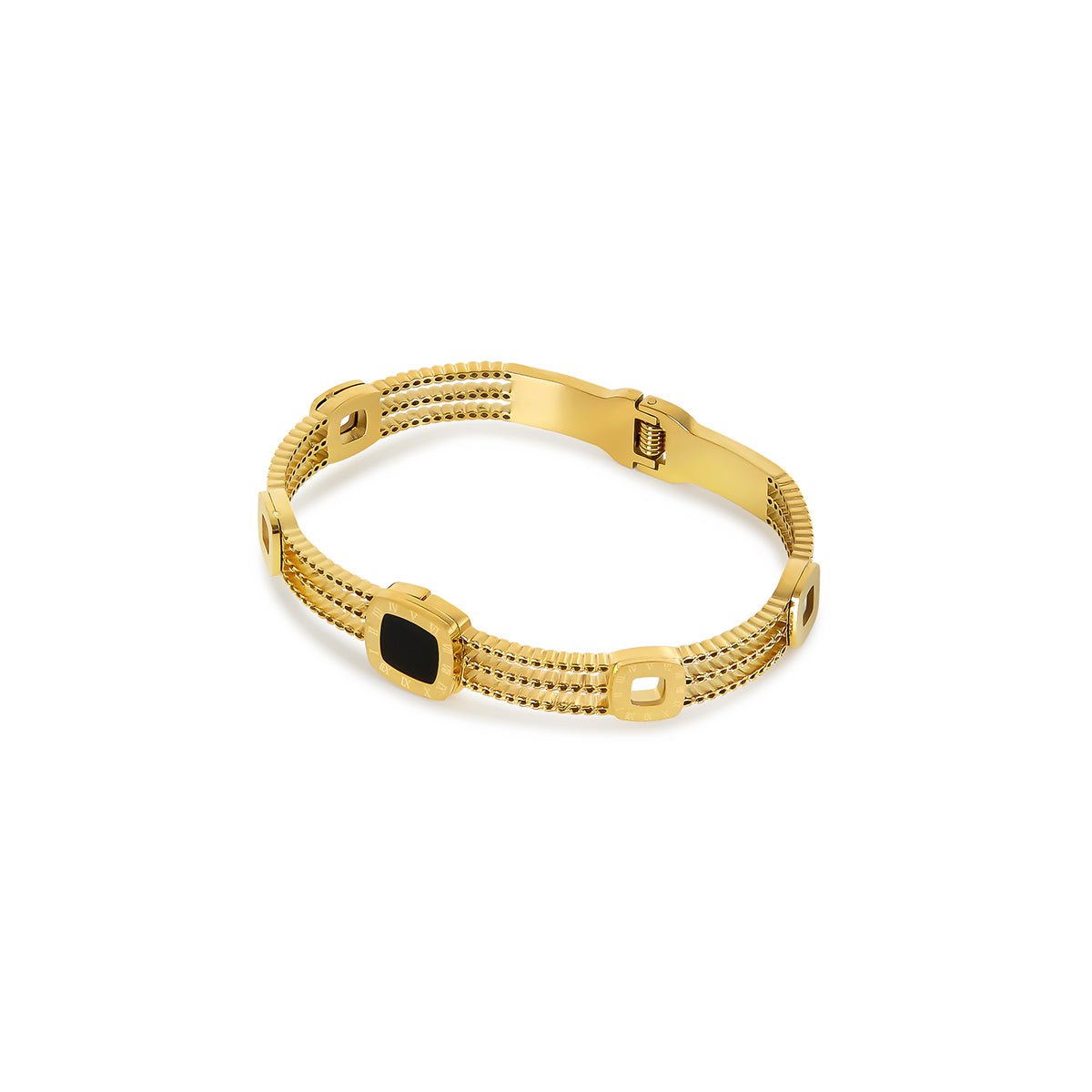 Bracelete Ônix Savine Banhado em Ouro 18K