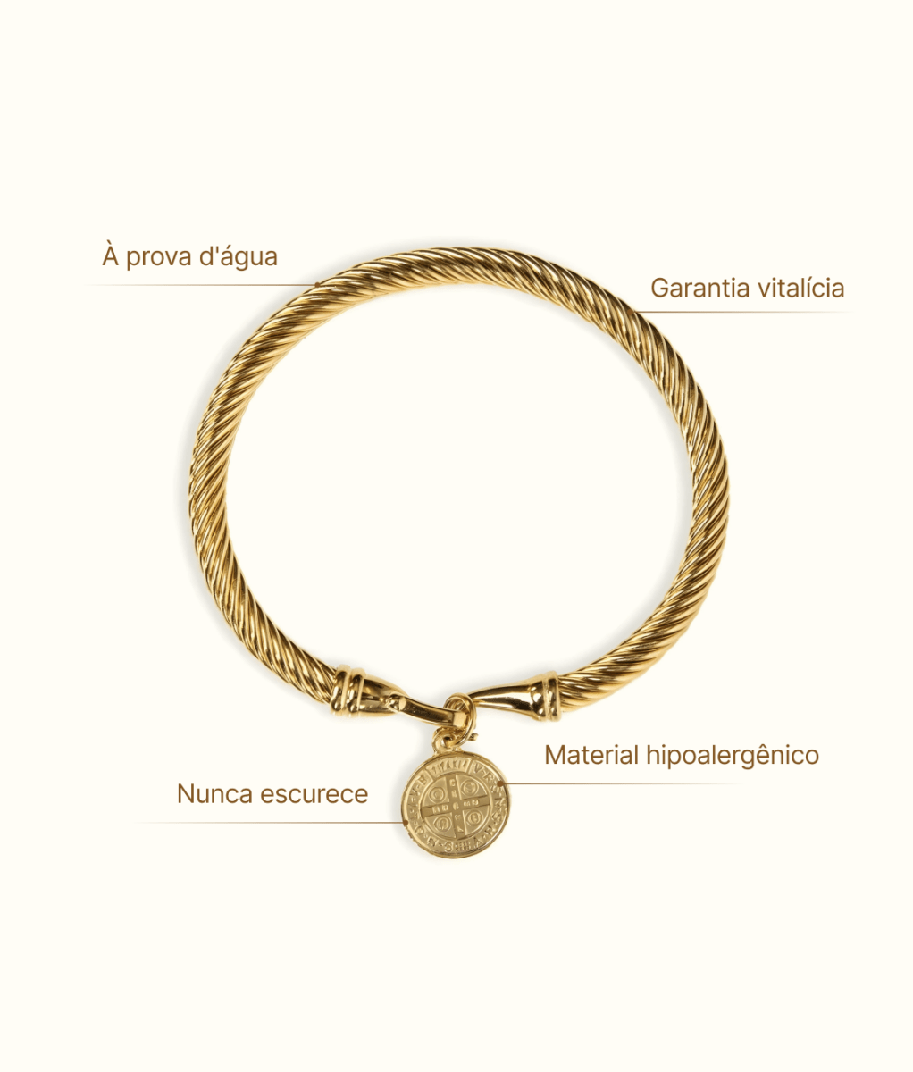 Bracelete São Bento Banhado em Ouro 18K