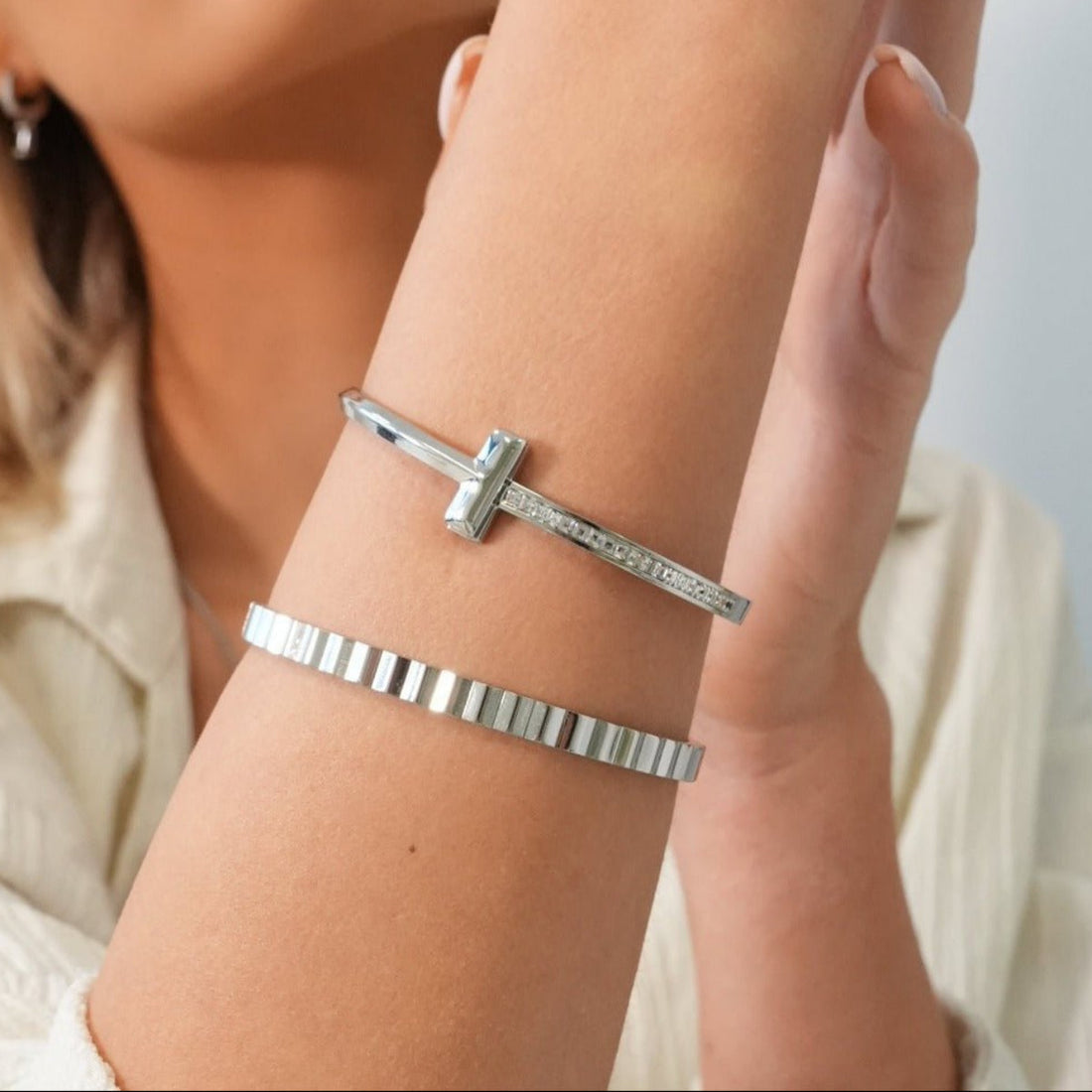 Bracelete T-Bar Elegance - Prata