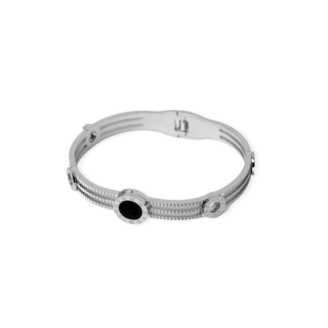 Bracelete Triplo Ônix Noir Prata