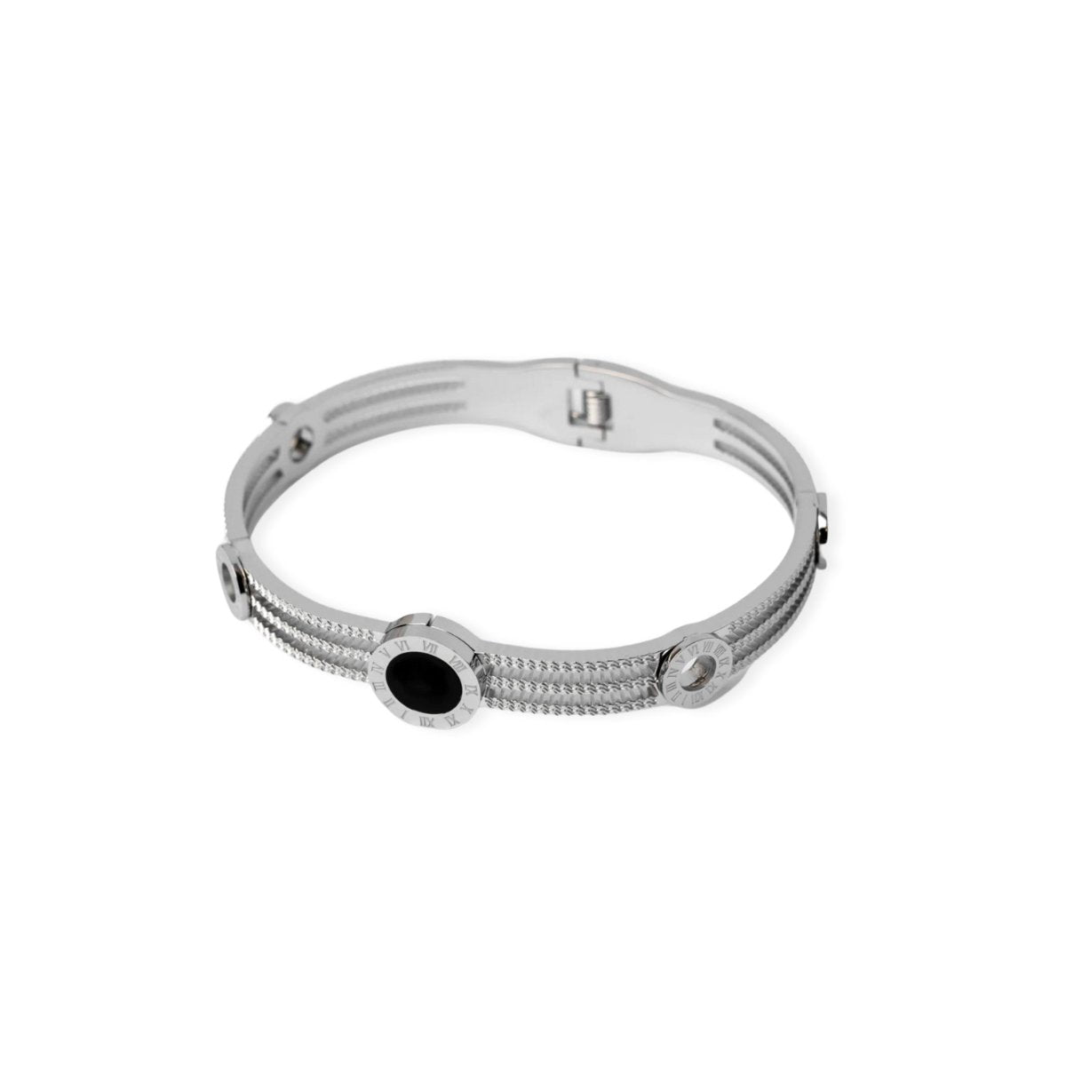 Bracelete Triplo Ônix Noir Prata