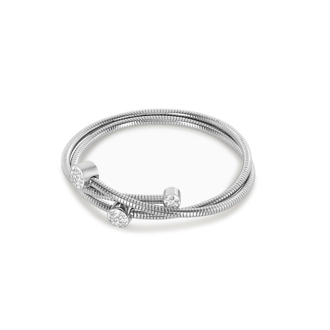 Bracelete Espiral Cristais Lisandra Prata