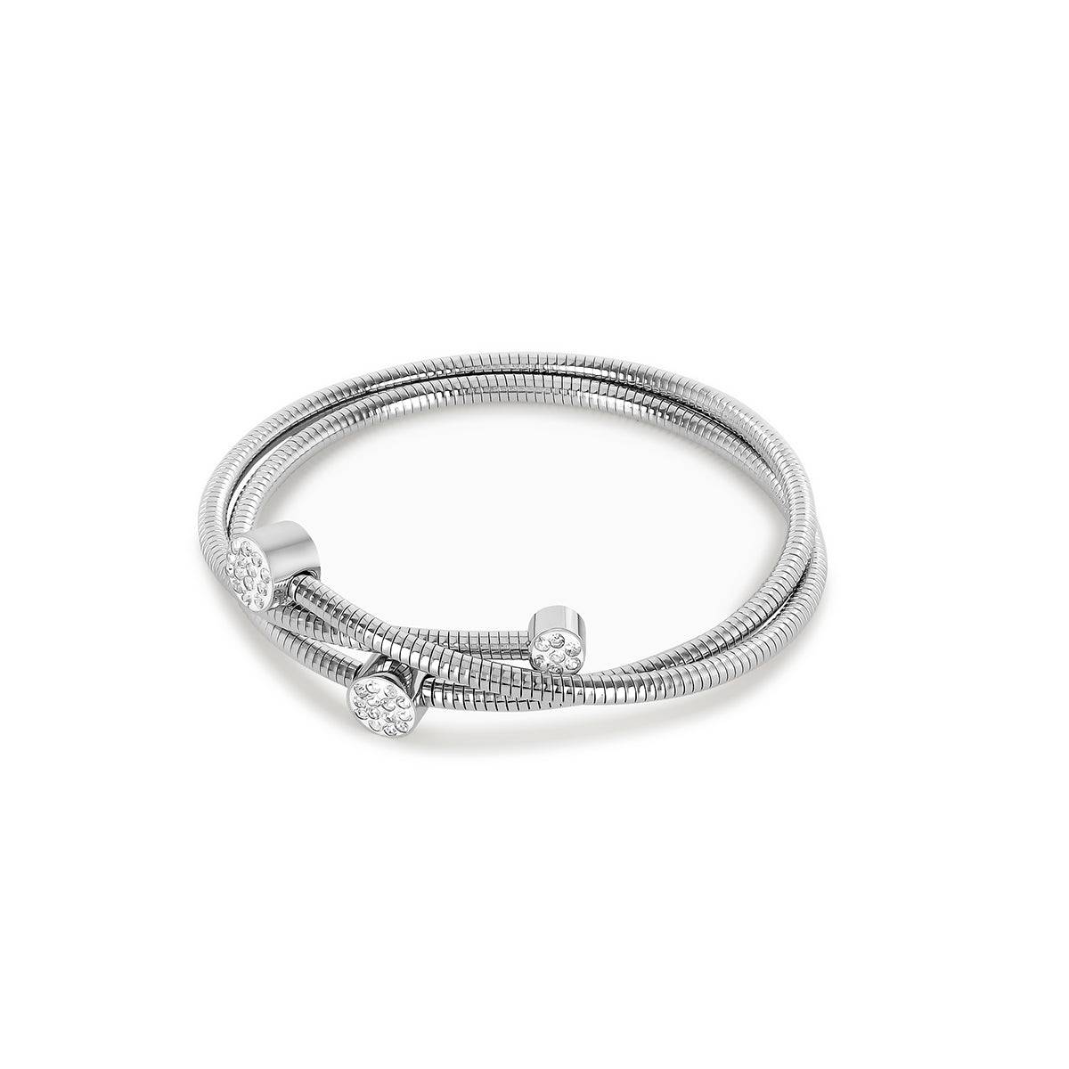 Bracelete Espiral Cristais Lisandra Prata