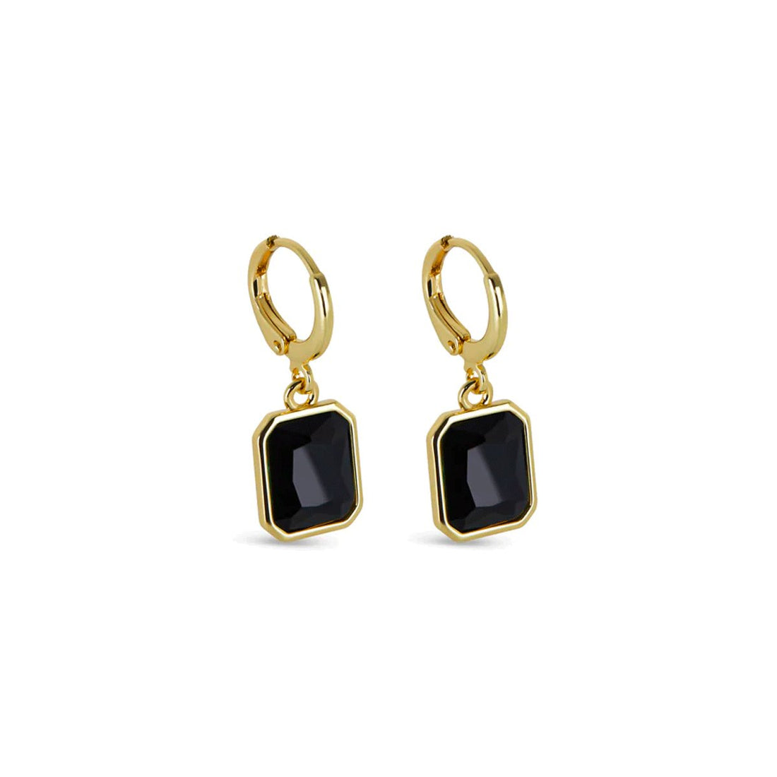 Brinco Argola Ônix Banhado em Ouro 18k