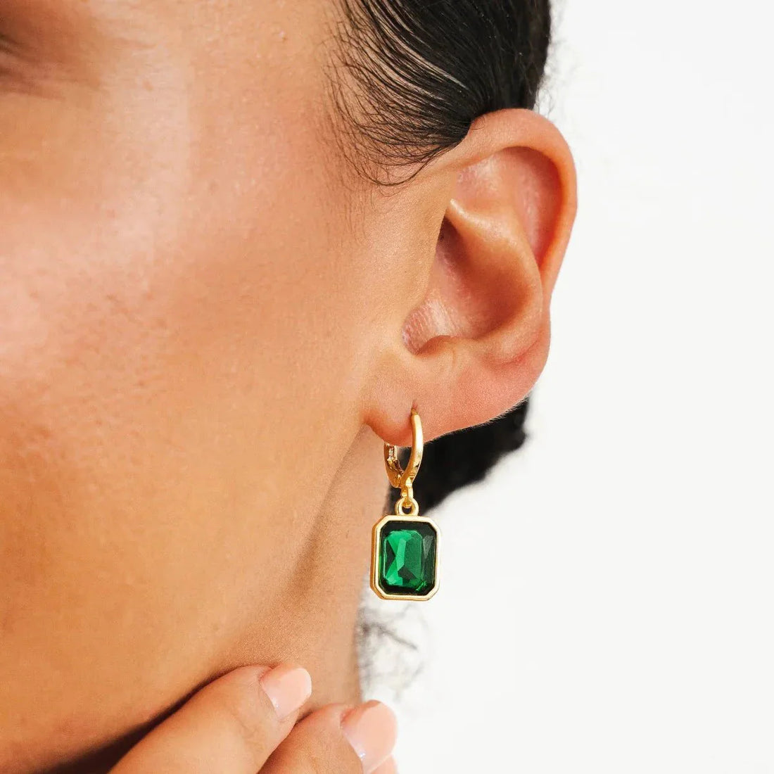 Brinco Argola Jade Banhado em Ouro 18K