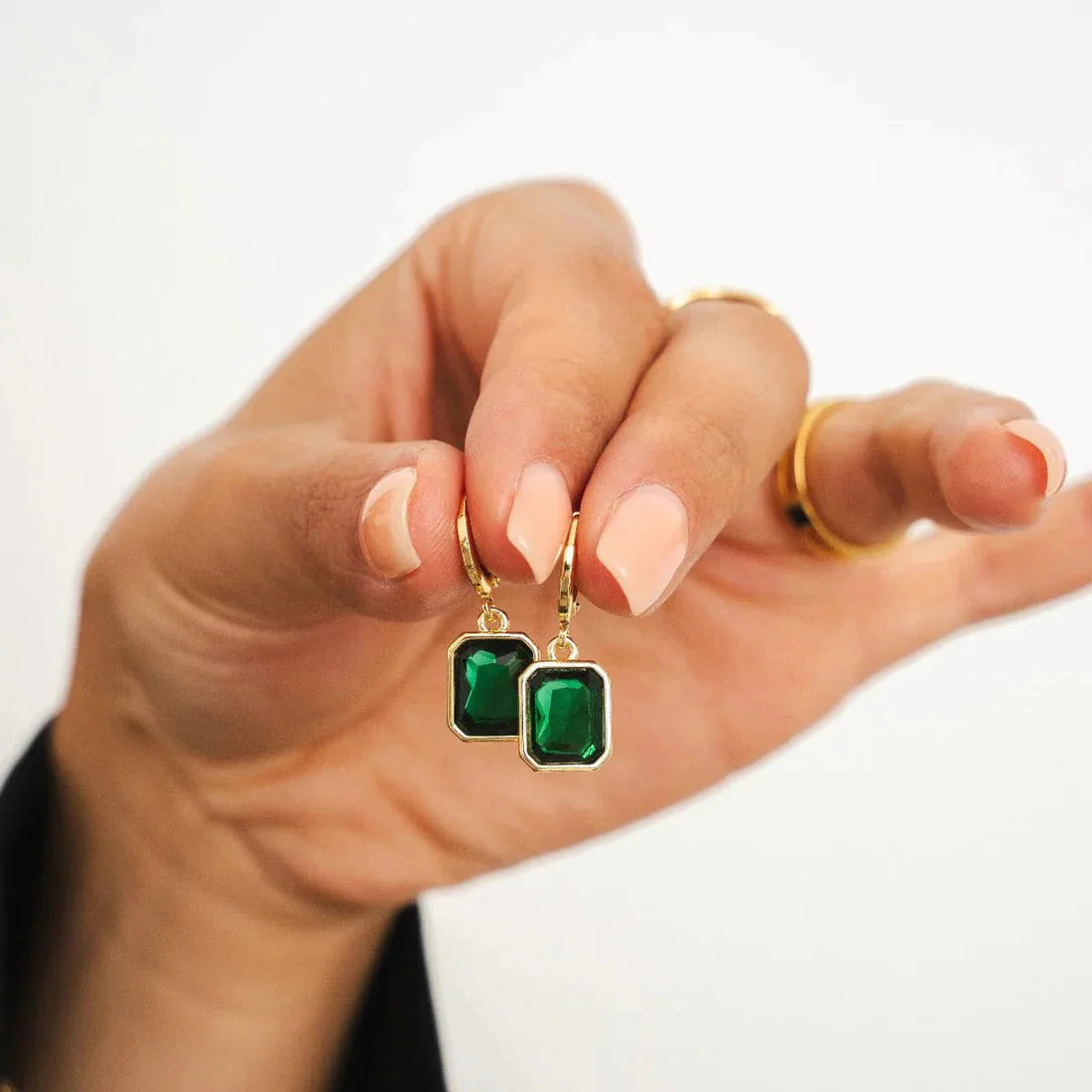 Brinco Argola Jade Banhado em Ouro 18K