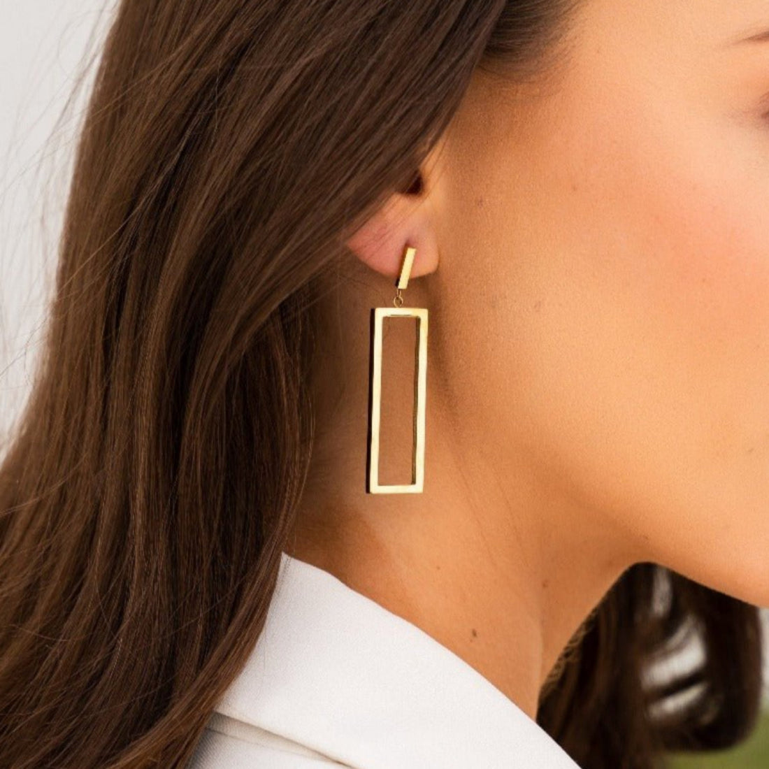 Brinco Retangular Caline Banhado em Ouro 18K