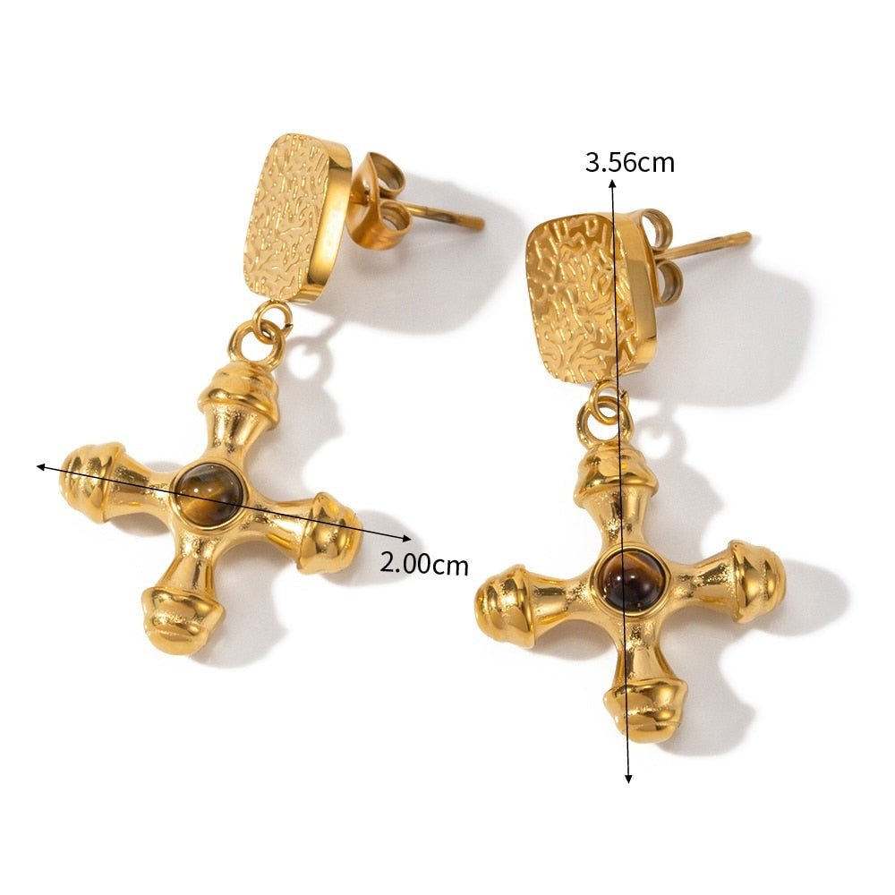 Brinco Cruz Sahara Banhado em Ouro 18K