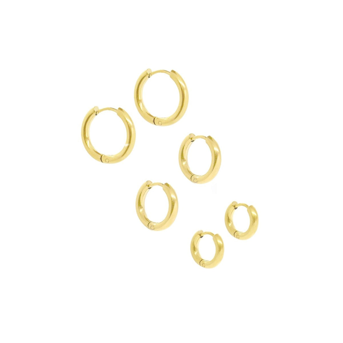 Brinco Trio de Argolas Amalfi Banhado em Ouro 18K