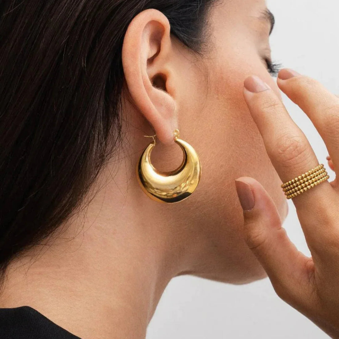 Brinco Argola Lua Banhado em Ouro 18k