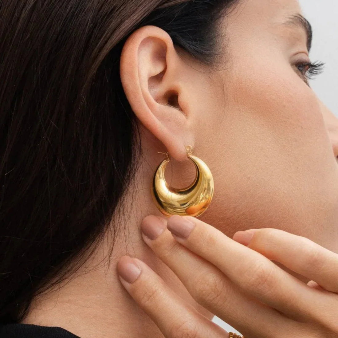 Brinco Argola Lua Banhado em Ouro 18k