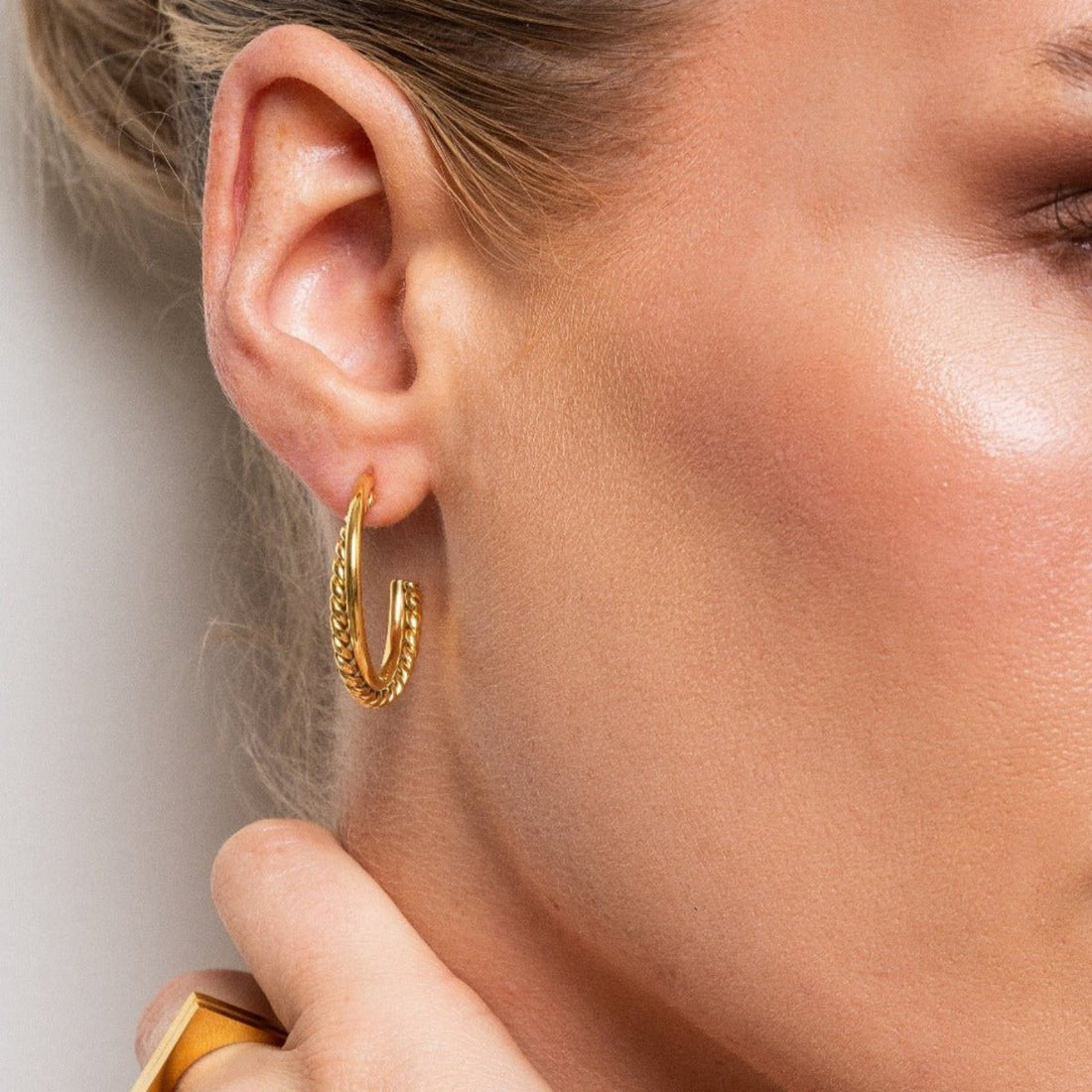 Brinco Argola Dupla Julie Banhado em Ouro 18K