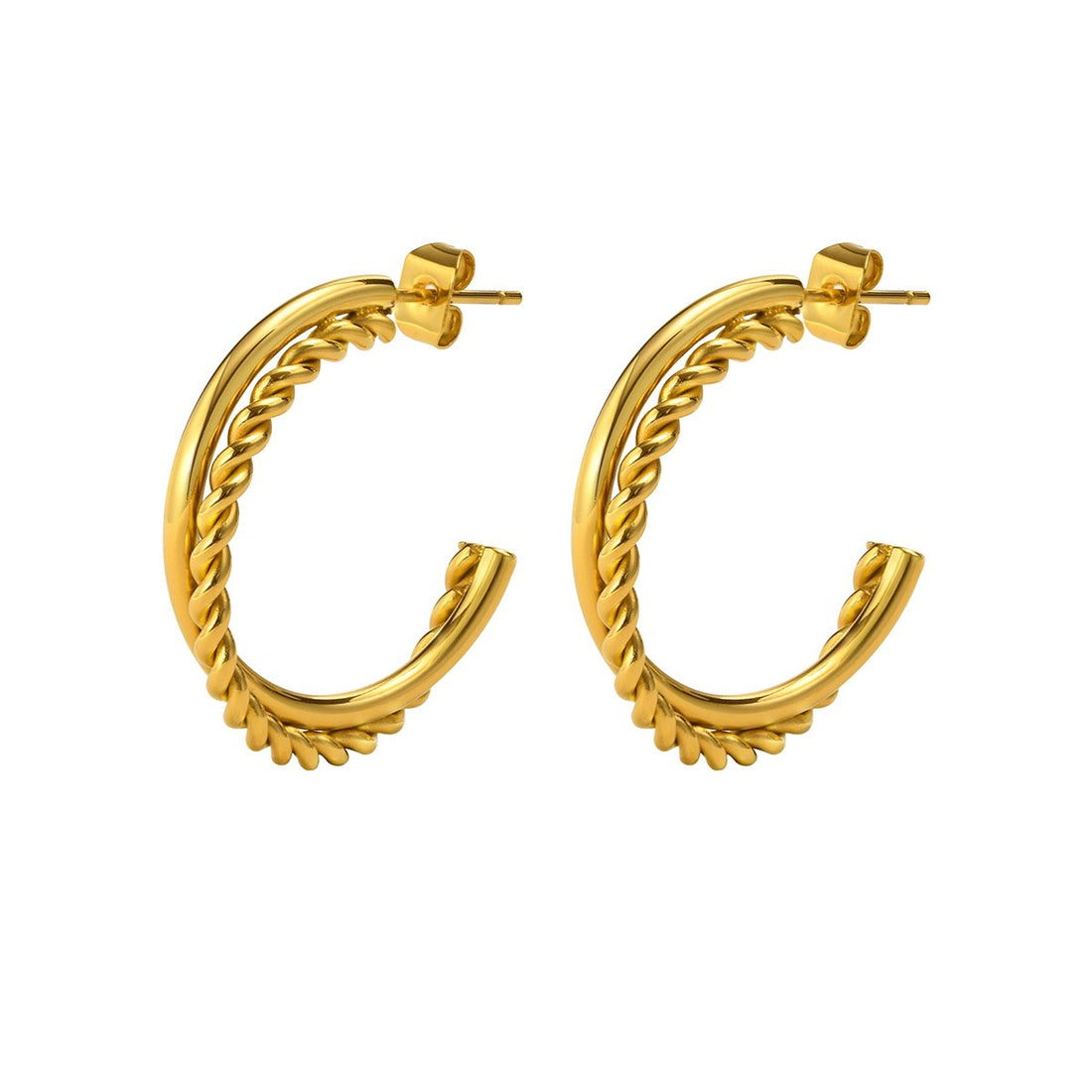 Brinco Argola Dupla Julie Banhado em Ouro 18K