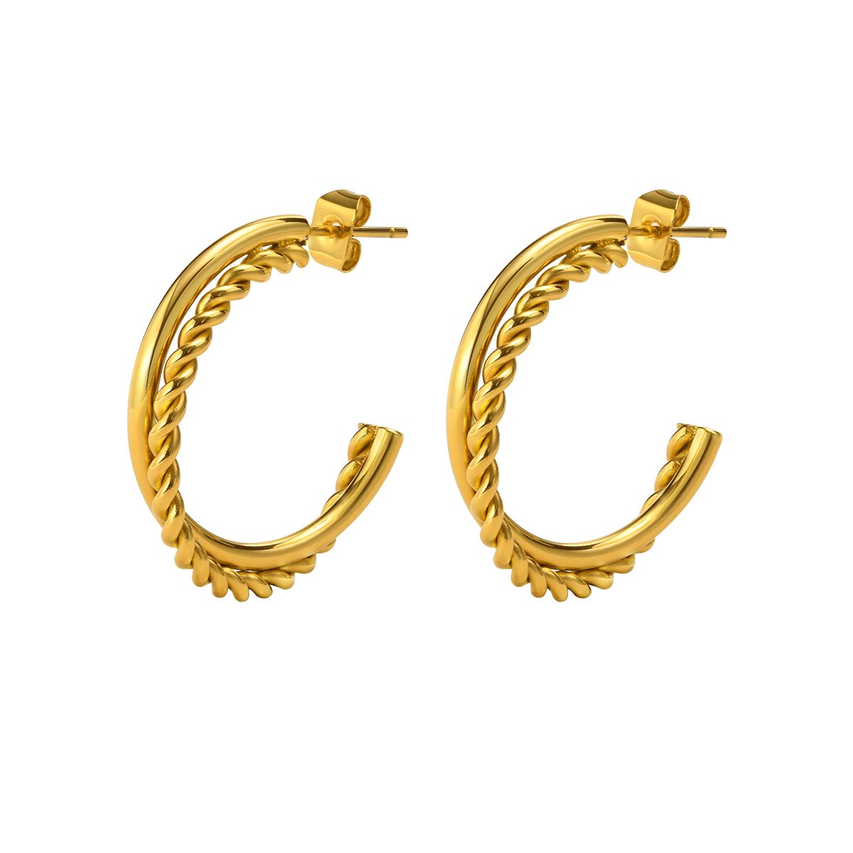 Brinco Argola Dupla Julie Banhado em Ouro 18K