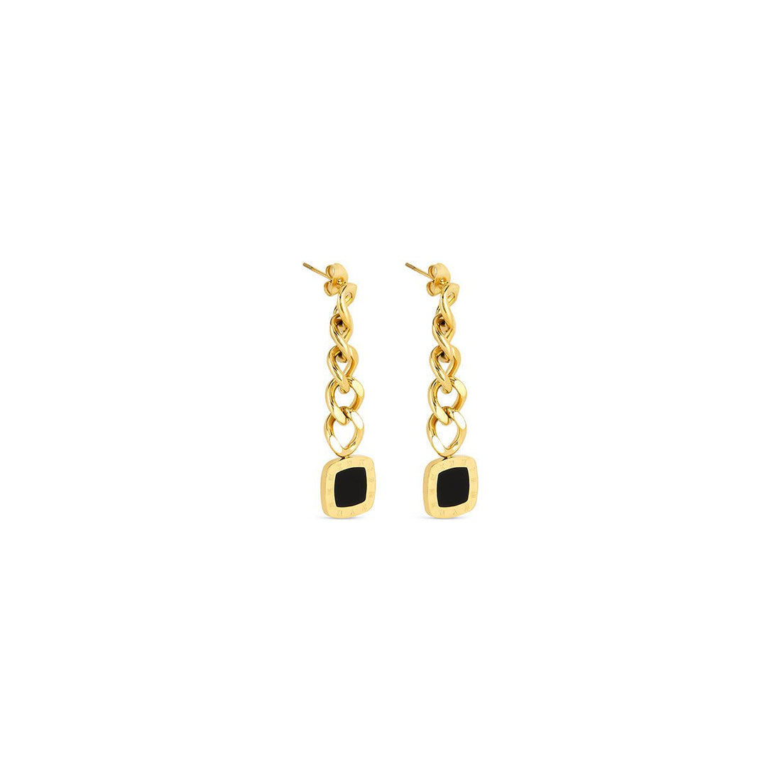 Brincos Pendentes Ônix Azenna Banhado em Ouro 18K