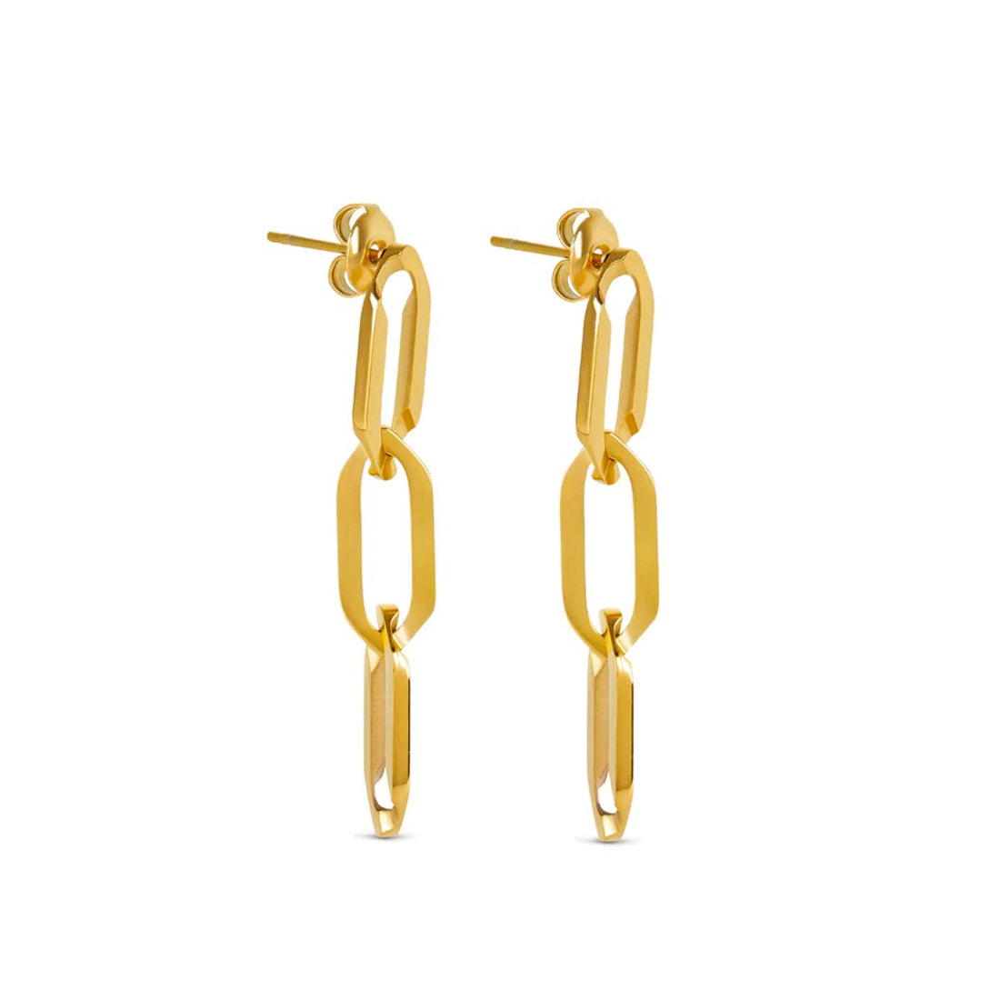 Brinco Pendente Elos Darlene Banhado em Ouro 18K