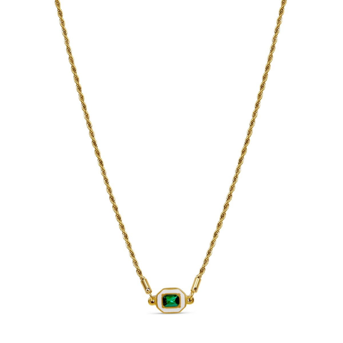 Colar Aura Esmeralda Banhado em Ouro 18K