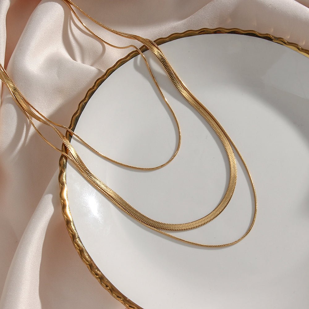 Colar Trio Malha Vicenza Banhado em Ouro 18K