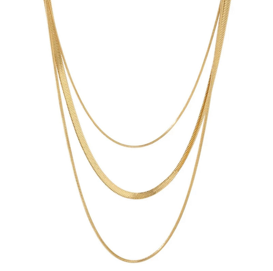 Colar Trio Malha Vicenza Banhado em Ouro 18K