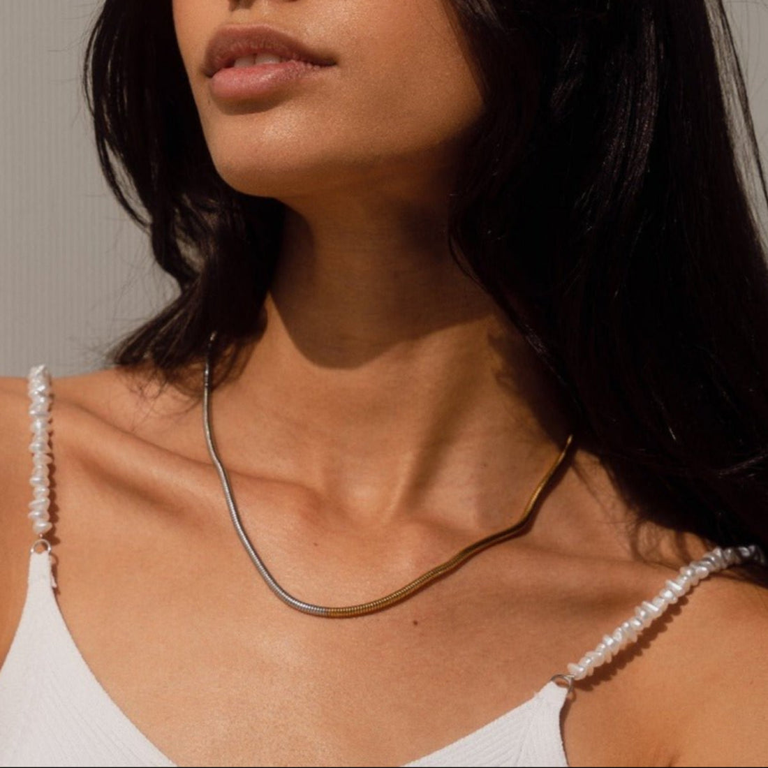 Colar Malha Dual Dione Banhado em Ouro 18K