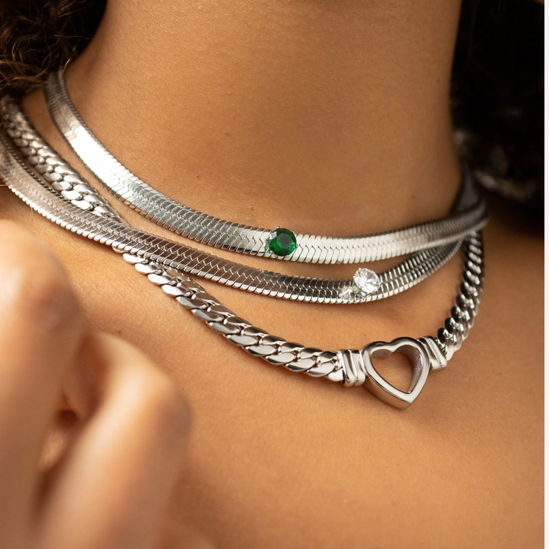Choker Coração Valentinna Prata