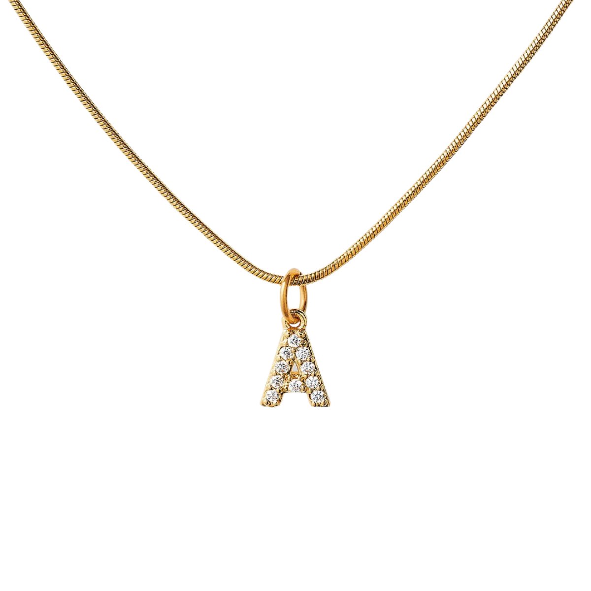 Colar Letra Inicial Zircônia Cecily Banhado em Ouro 18K