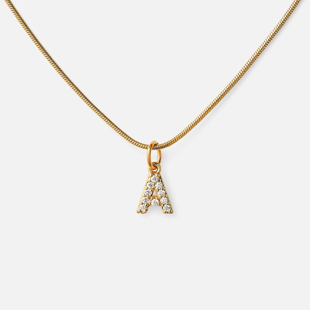 Colar Letra Inicial Zircônia Cecily Banhado em Ouro 18K