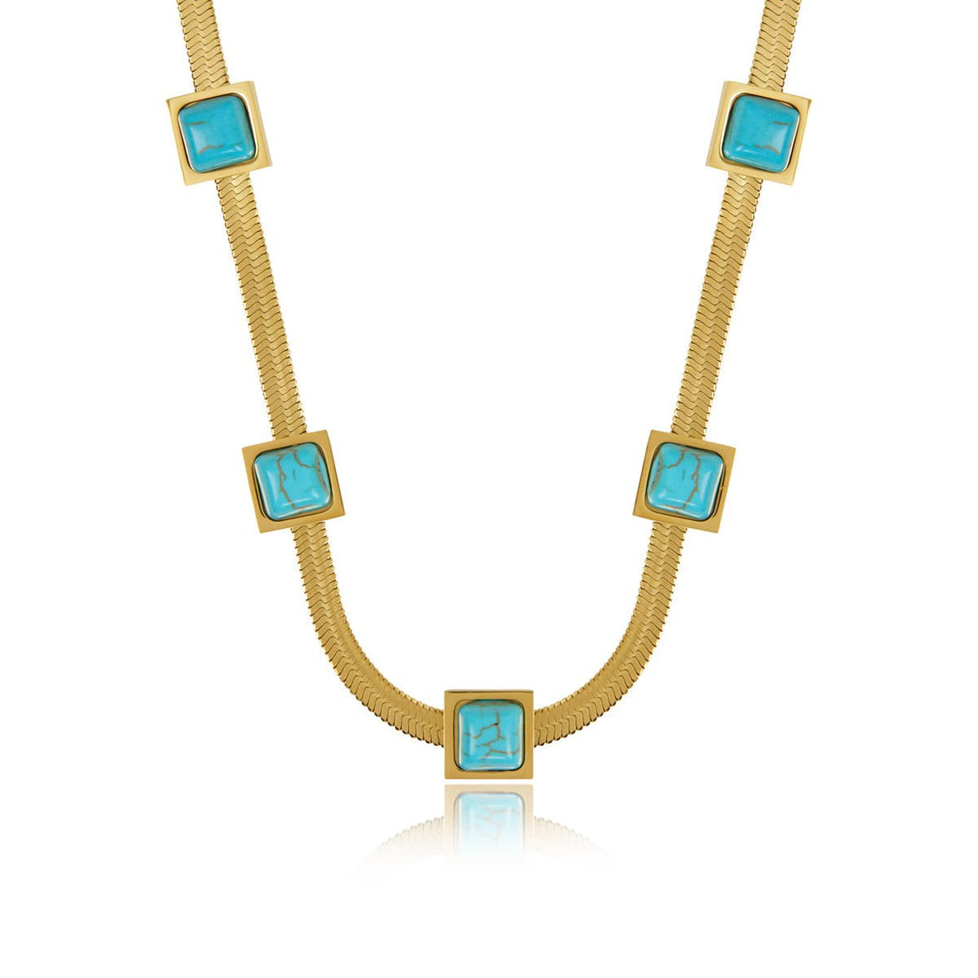Colar Malha Celest Aqua Banhado em Ouro 18K