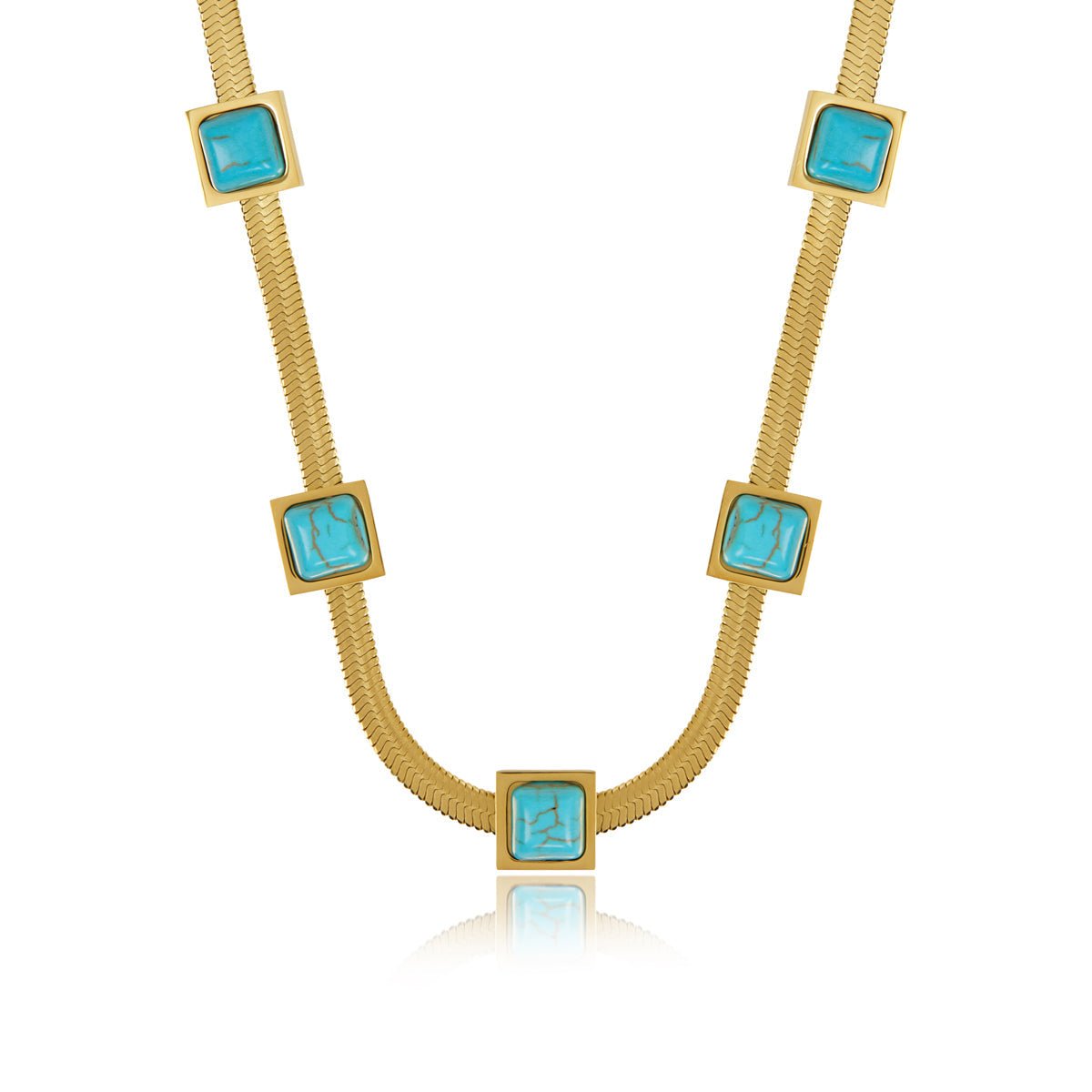 Colar Malha Celest Aqua Banhado em Ouro 18K