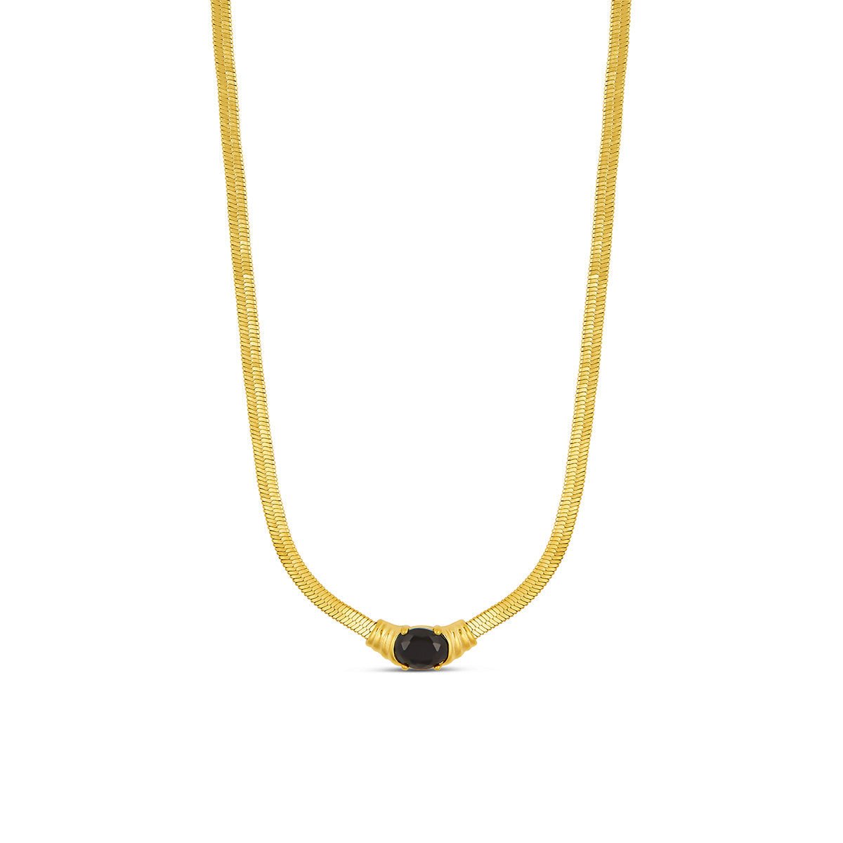 Colar Malha Ônix Noir Banhado em Ouro 18K