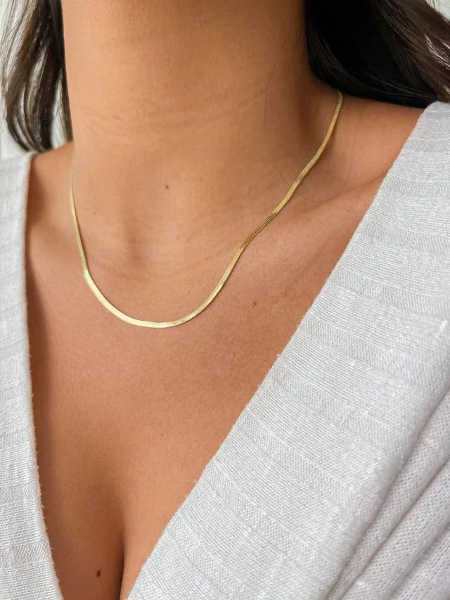 Colar Malha 2mm Celestine Banhado em Ouro 18K