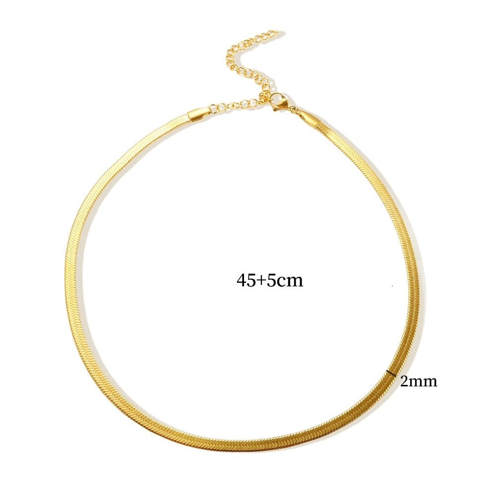 Colar Malha 2mm Celestine Banhado em Ouro 18K