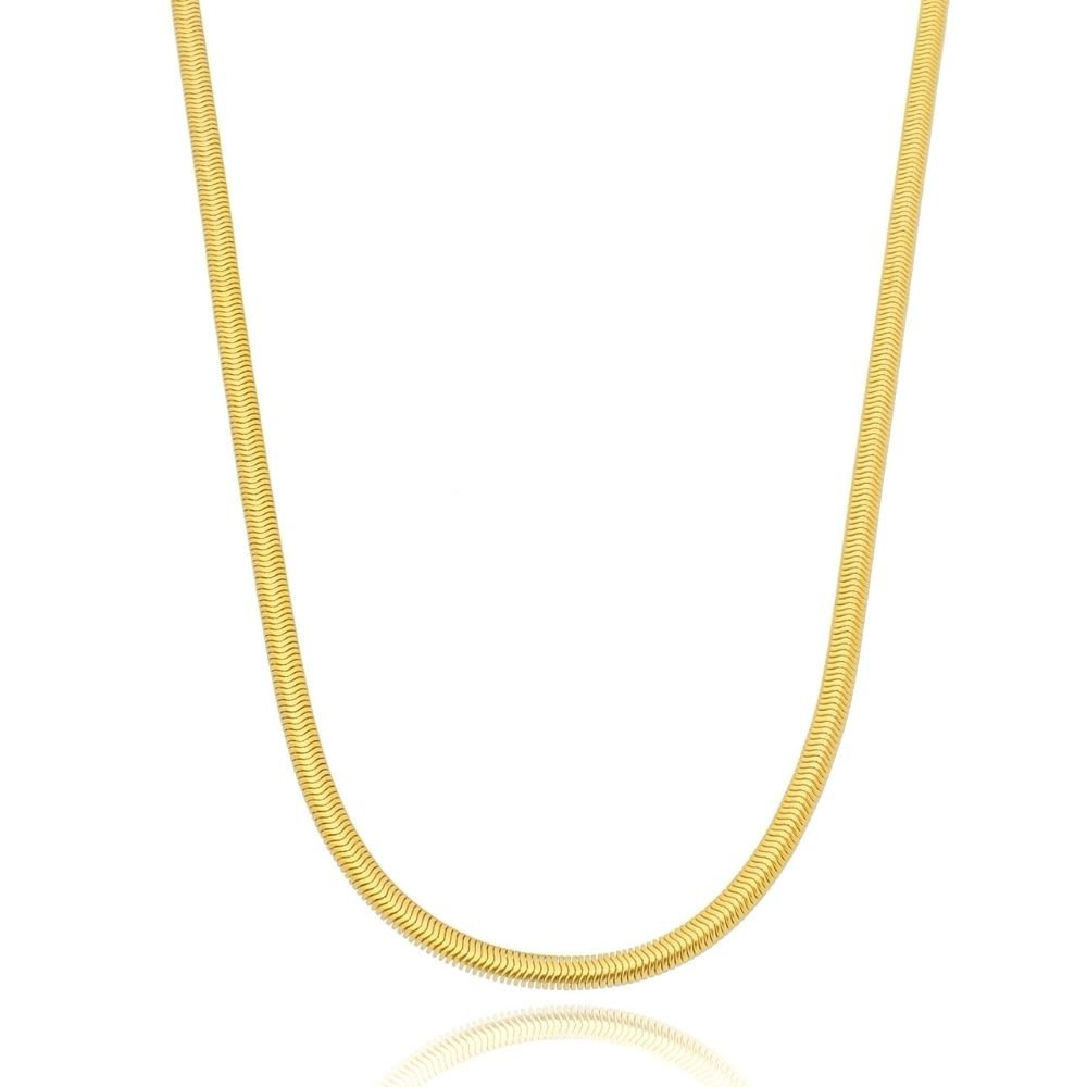Colar Malha 2mm Celestine Banhado em Ouro 18K