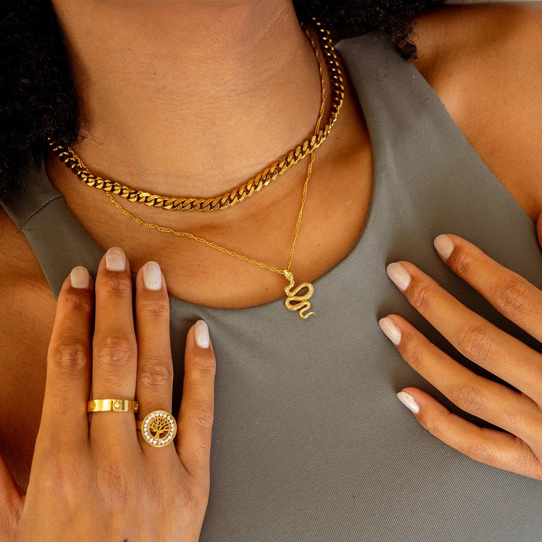 Colar Cobra Jane Banhado em Ouro 18K