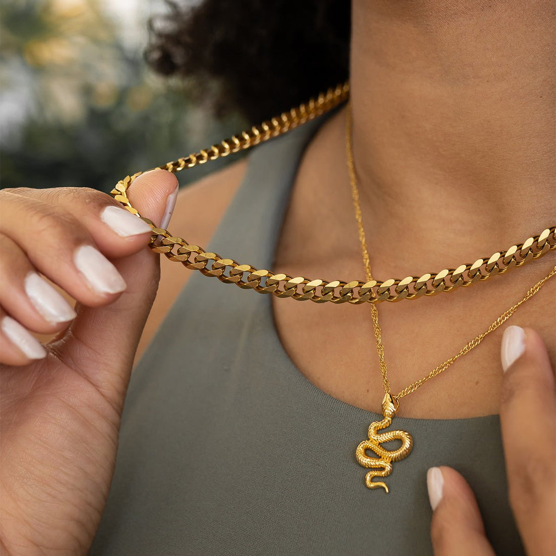 Colar Cobra Jane Banhado em Ouro 18K
