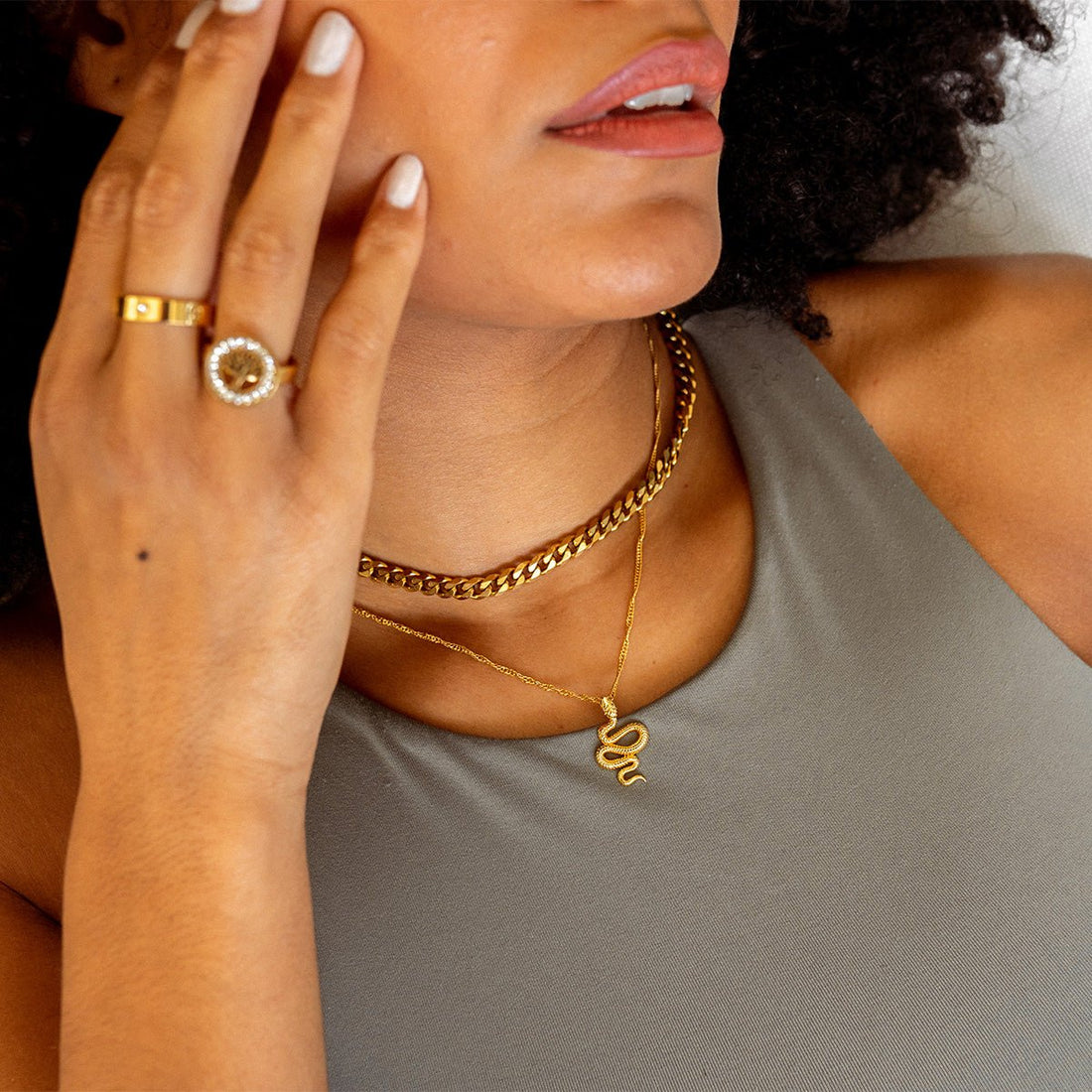 Colar Cobra Jane Banhado em Ouro 18K