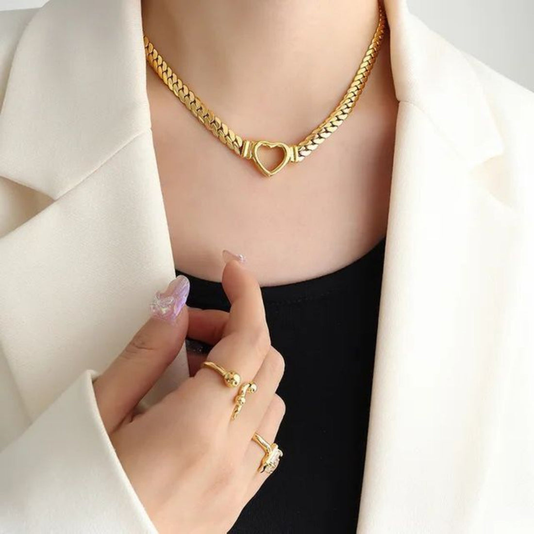 Choker Coração Valentinna Banhado em Ouro 18K