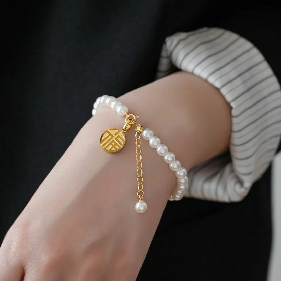 Pulseira Pérolas Bianca Banhada em Ouro 18K