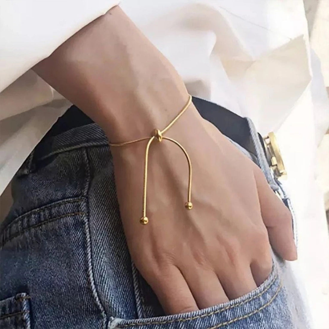 Pulseira Ajustável Amélis Banhada em Ouro 18K