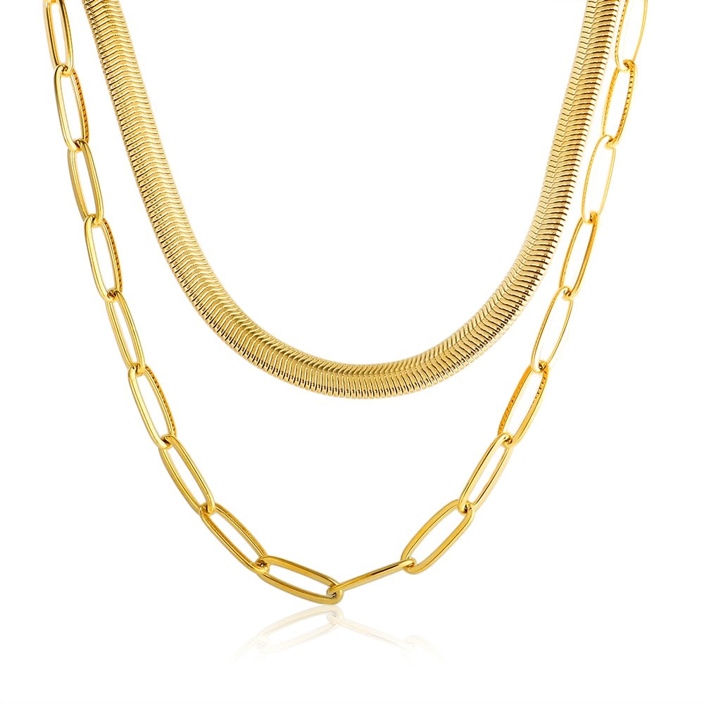 Mix Colar Ravena Banhado em Ouro 18K
