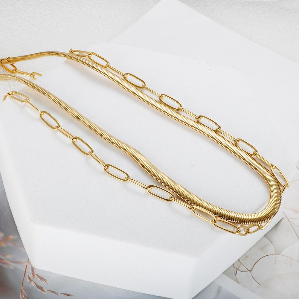 Mix Colar Ravena Banhado em Ouro 18K